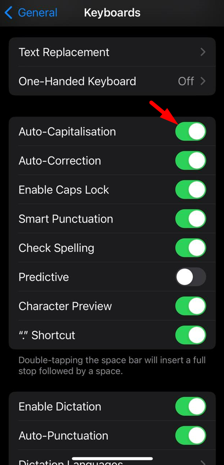 auto-capitalization iphone not working