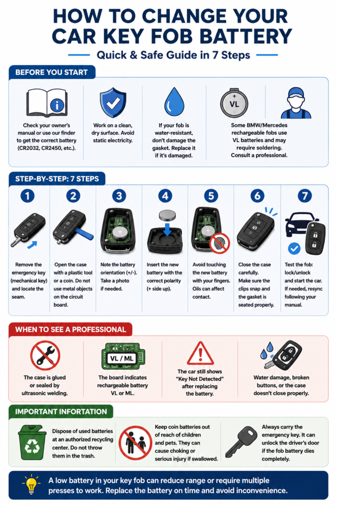 Car Key Fob Battery chart