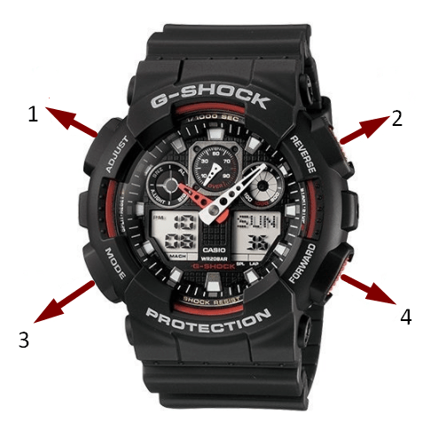 how to adjust time on casio g-shock ?