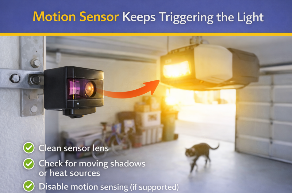 Garage Door Opener Light Stays Motion Sensor Keeps Triggering the Light