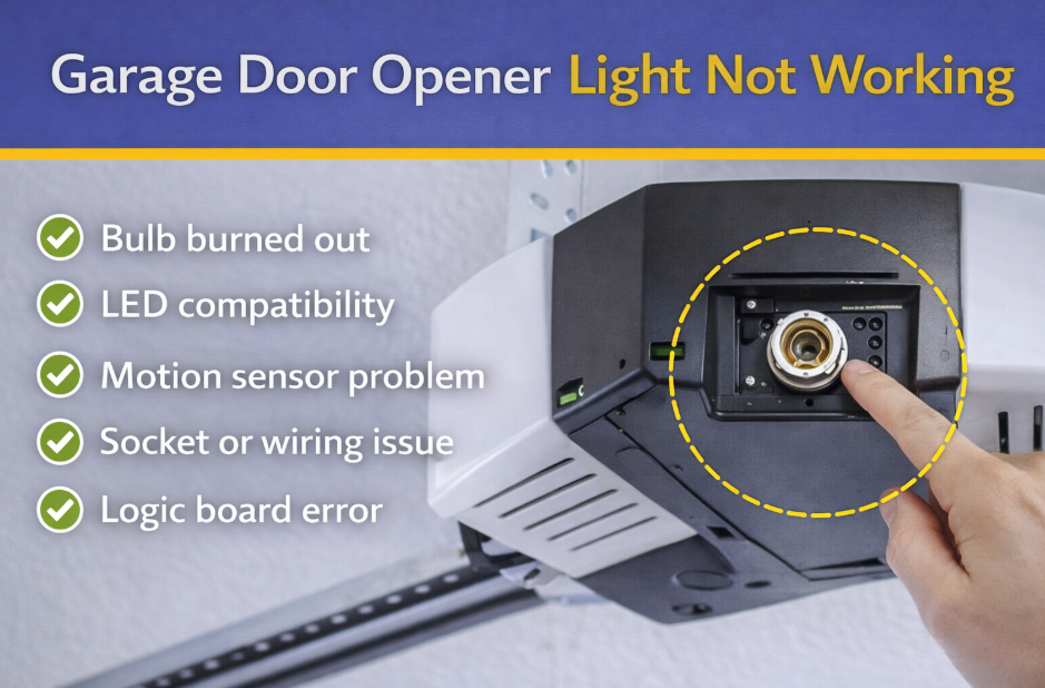 Garage Door Opener Light Not Working - Causes & Fixes