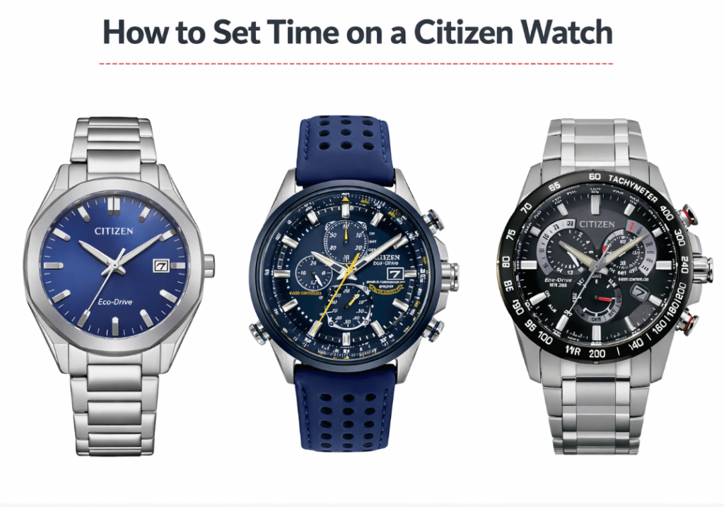 citizen watch set time (Eco-Drive, Skyhawk, Promaster & More)