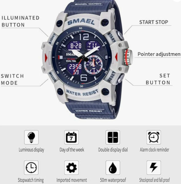 how to set digital time on smael watch