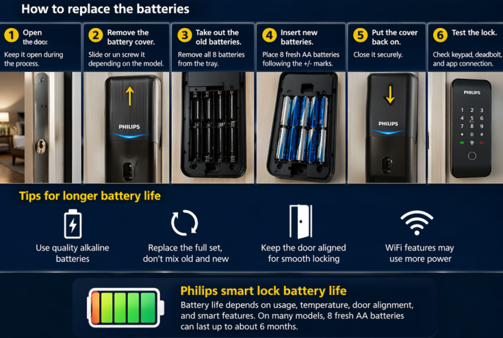 philips door lock battery change