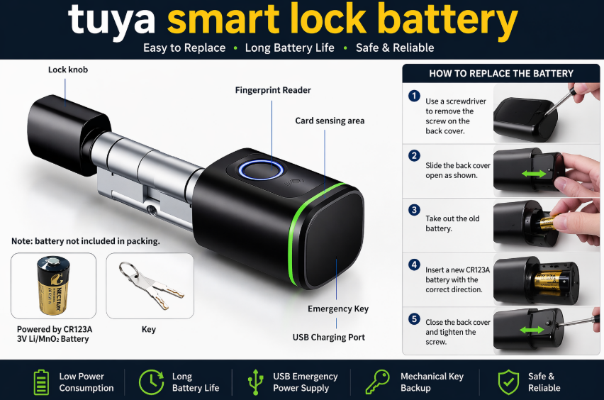 How to charge a Tuya smart lock battery