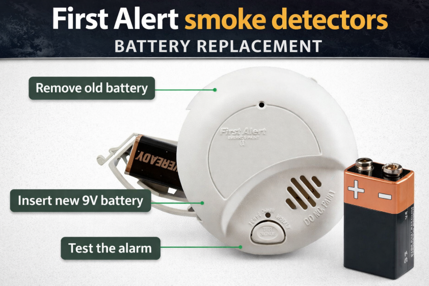 first alert smoke detectors battery change