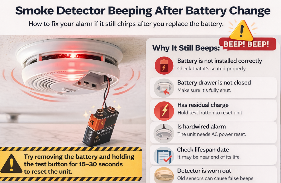 smoke detectors beeping after battery change