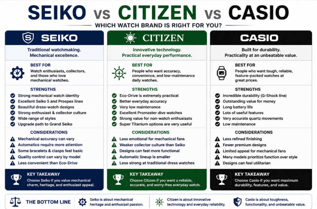 Seiko vs Citizen vs Casio