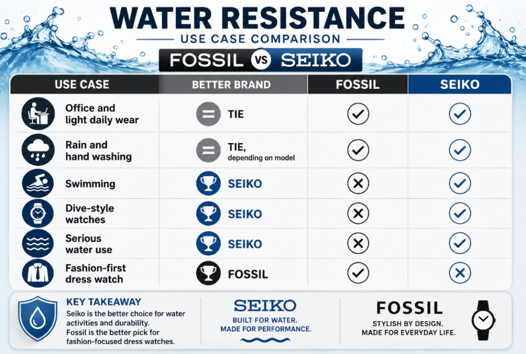 Water Resistance Fossil vs Seiko