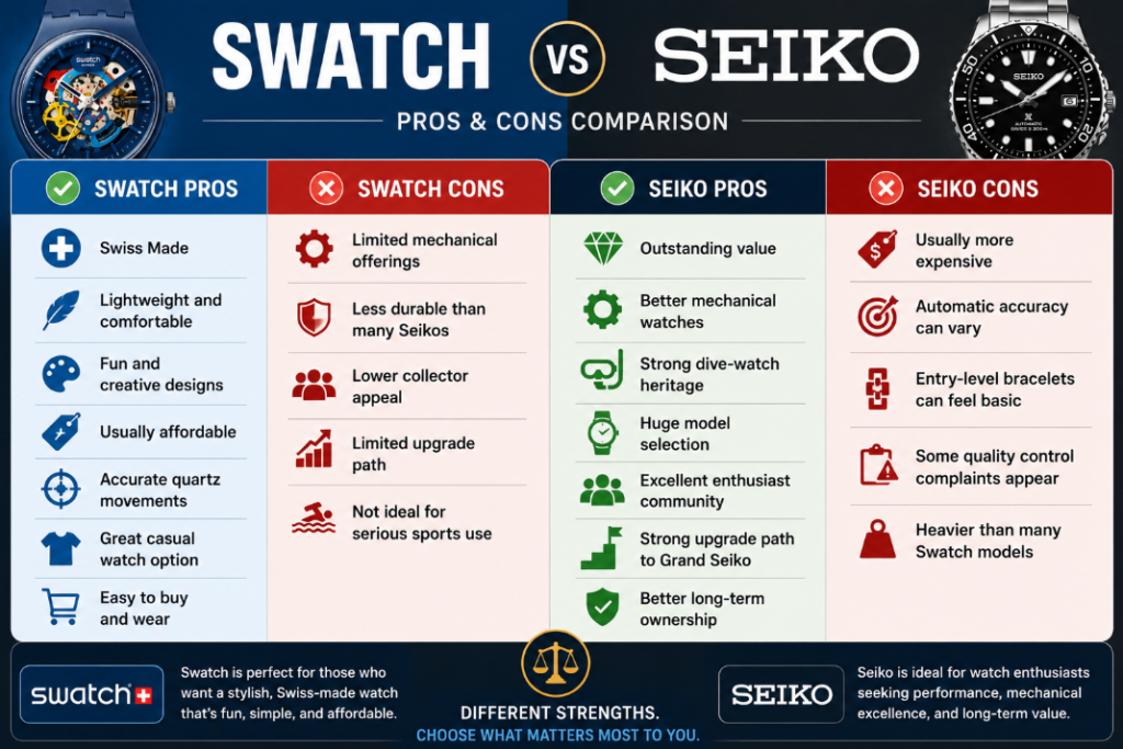 Swatch vs Seiko pos and cons