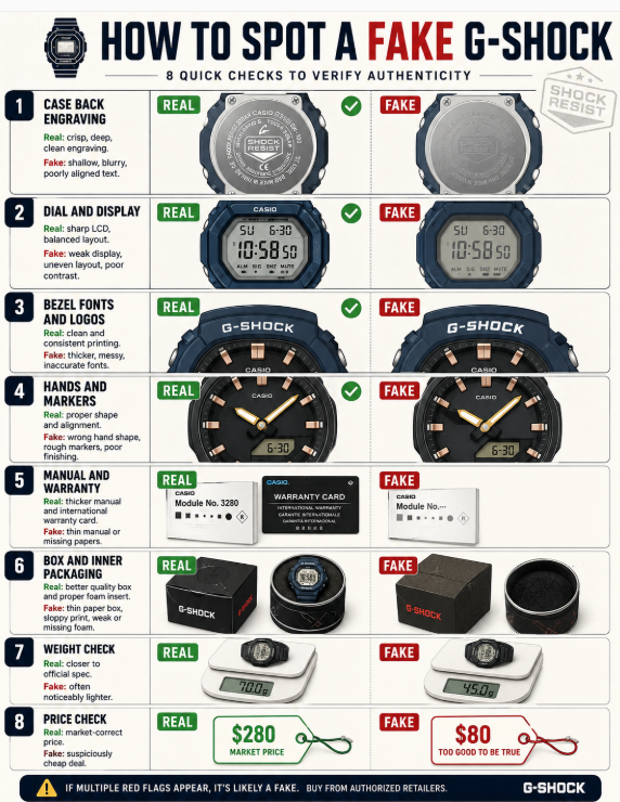 How to Spot a Fake G-Shock ga2100 ga100 ga110 ga700 dw5600 ga400  gm2100 gbd200 dw690 gx56 gshock 9300