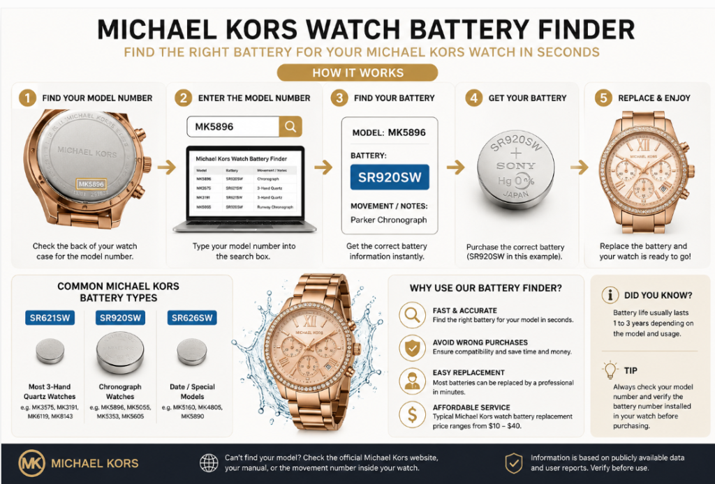 Michael Kors Watch Battery chart 
