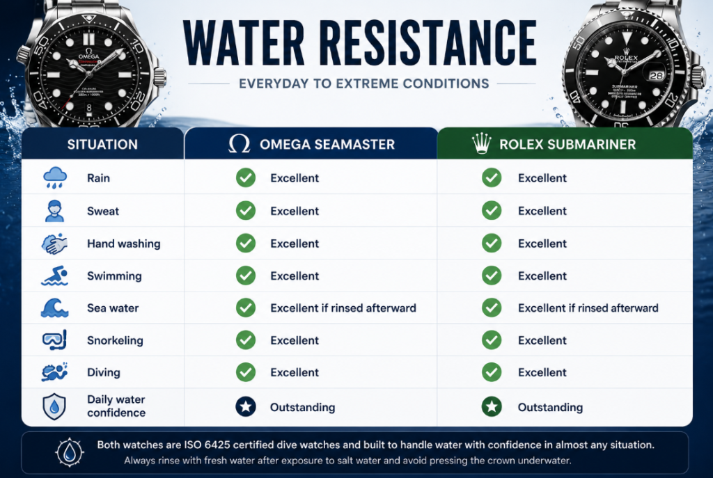 Water Resistance Rolex VS Omega
