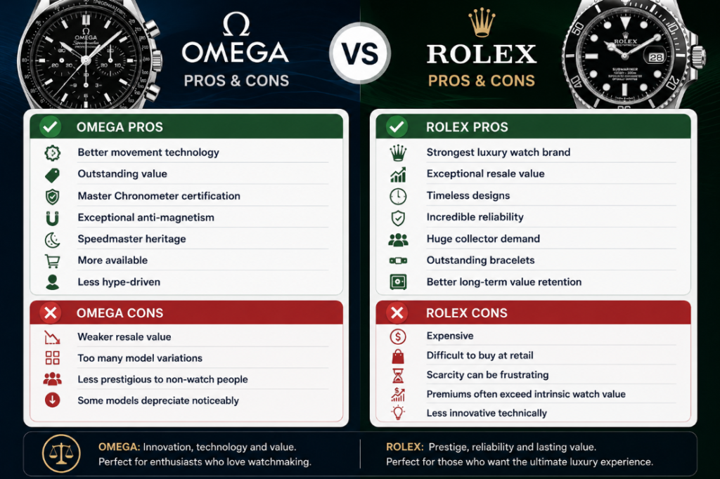 Rolex VS Omega pros and cons