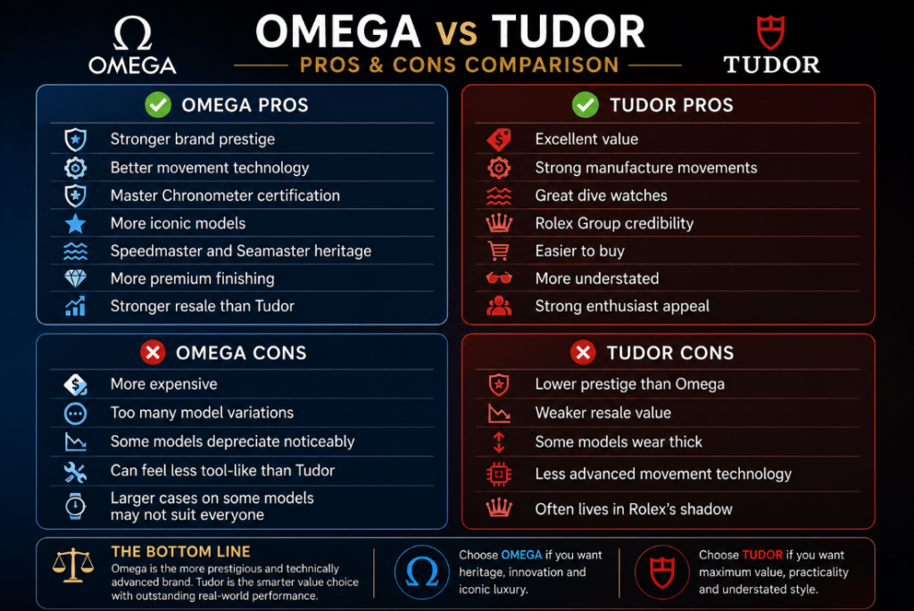 Pros and Cons tudor vs omega