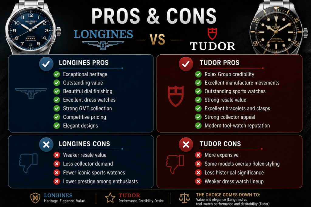 Tudor vs Longines Pros and Cons