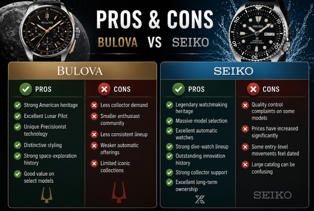 Seiko vs Bulova Pros and Cons