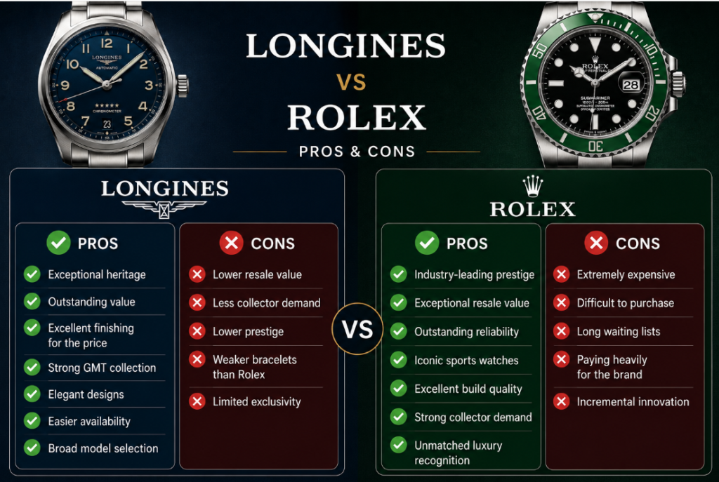 Longines vs Rolex pros & cons