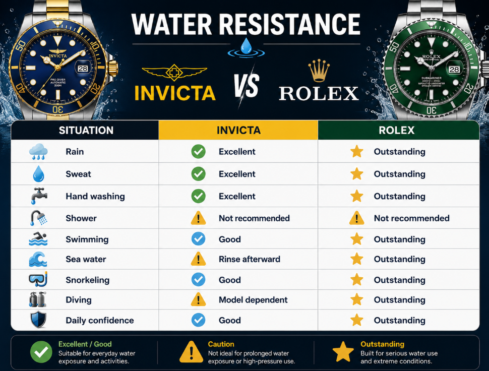 Invicta vs Rolex Water Resistance