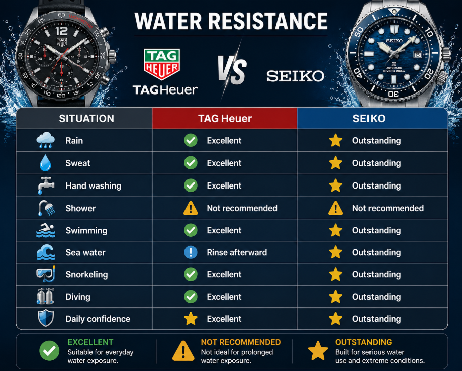 TAG Heuer vs Seiko Water Resistance