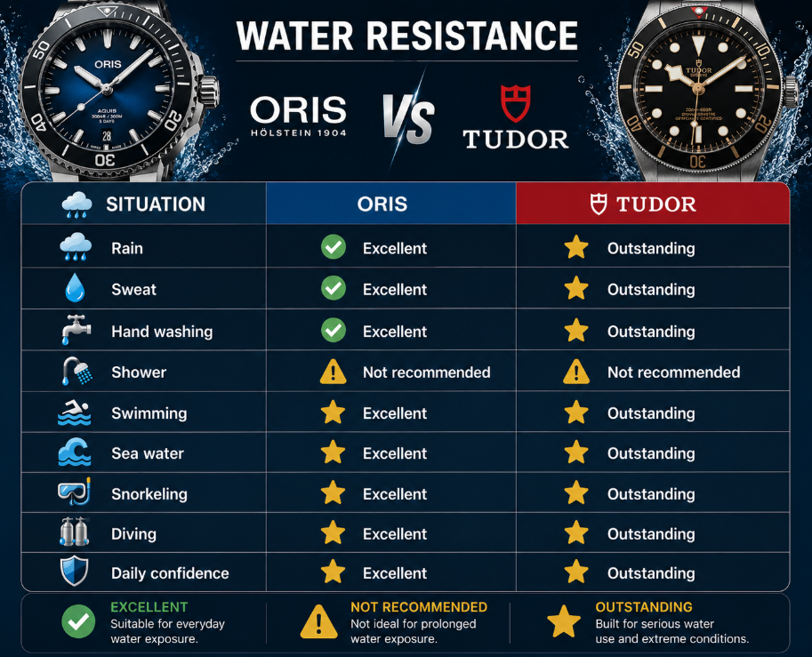 Oris vs Tudor Water Resistance