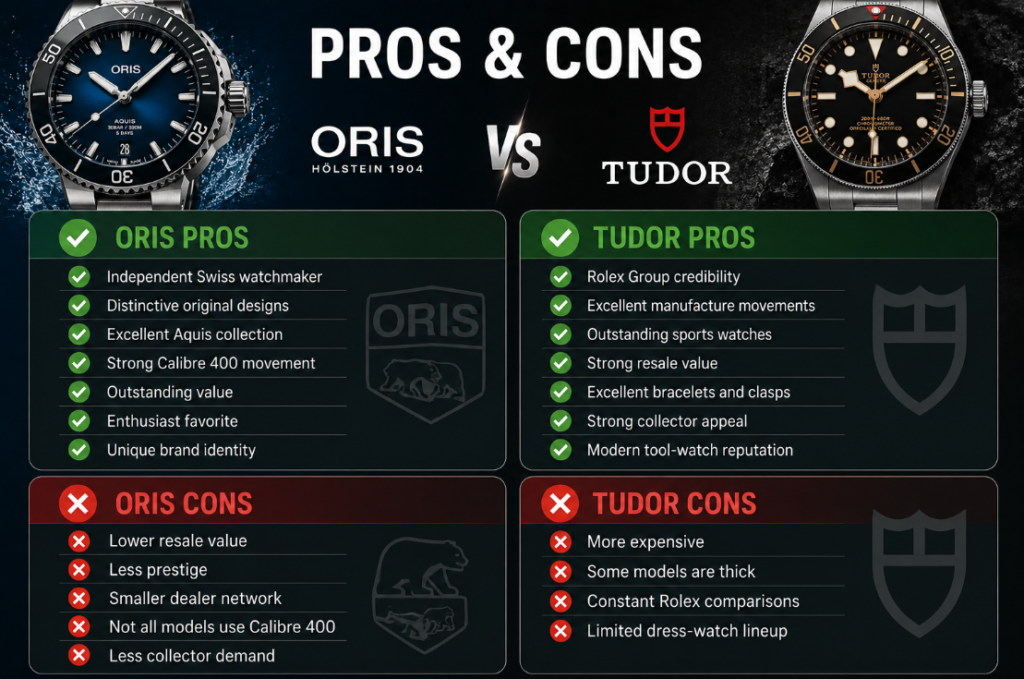 Oris vs Tudor Pros and Cons
