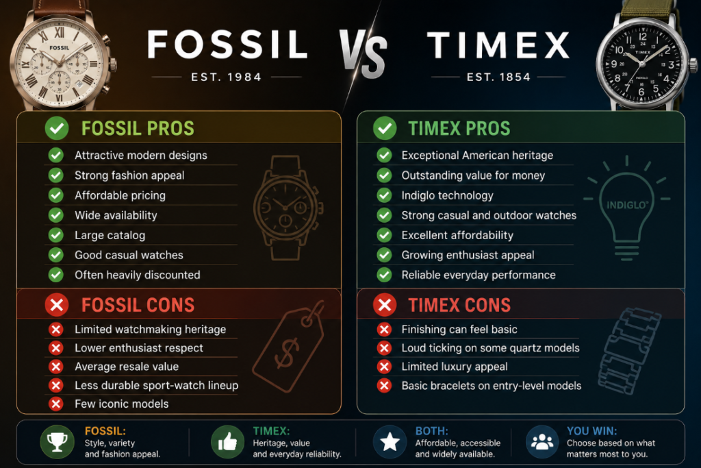 Pros and Cons Fossil vs Timex