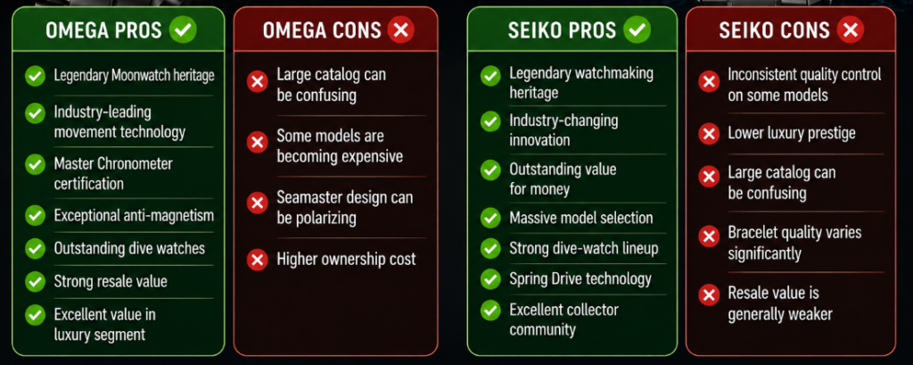 seiko vs omega pros and cons