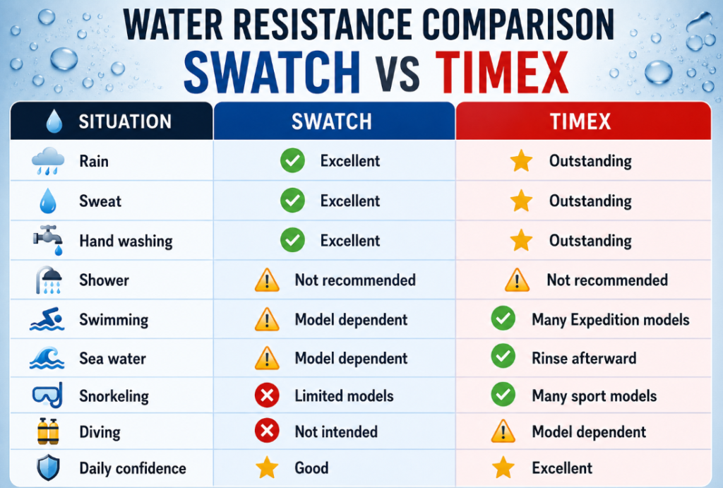 Water Resistance Timex VS Swatch