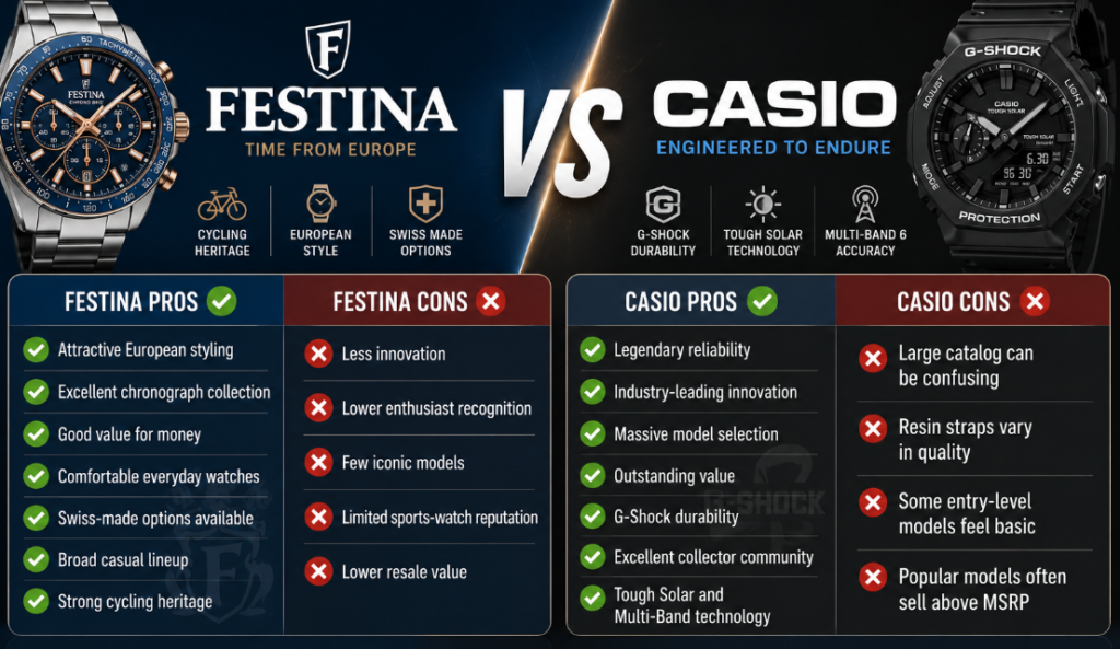 Pros and Cons festina vs casio