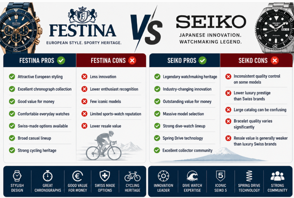 festina vs seiko watch pros and cons