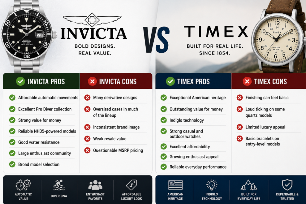 Pros and Cons Timex vs Invicta
