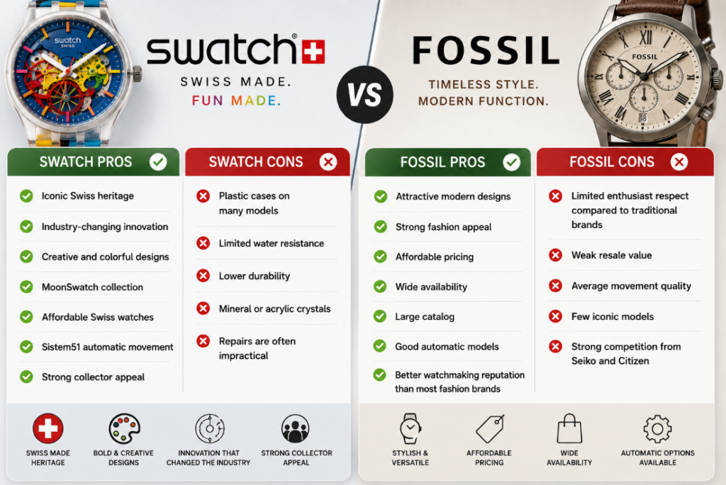 Pros and Cons swatch vs fossil