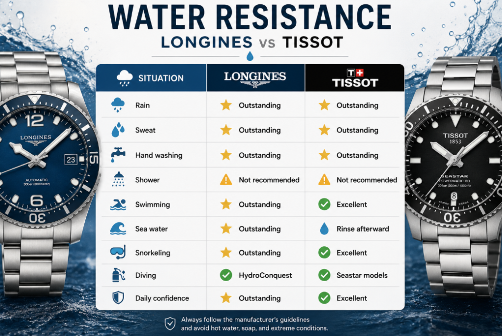 Tissot vs Longines Water Resistance