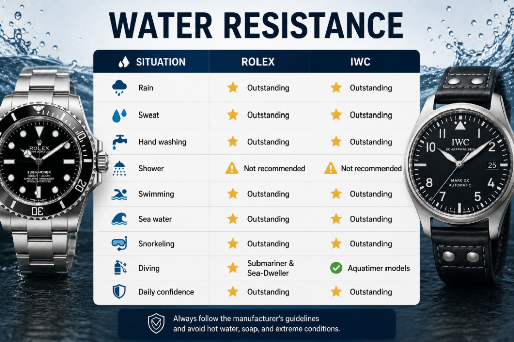 Water Resistance iwc versus rolex