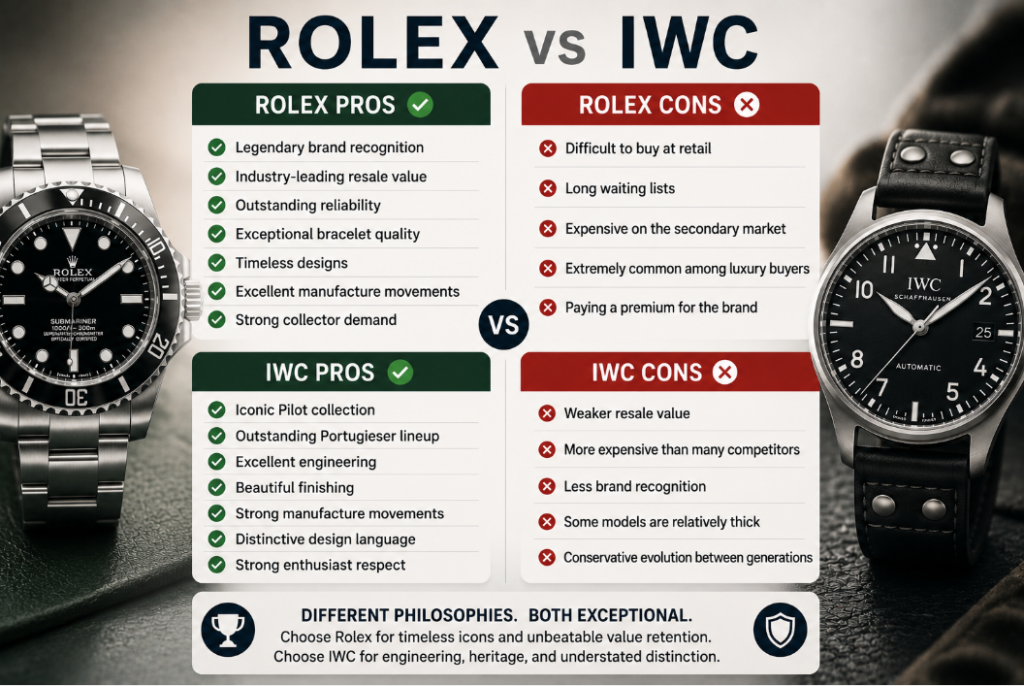 iwc vs rolex pros and cons