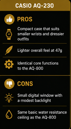 Casio AQ-230 pros and cons