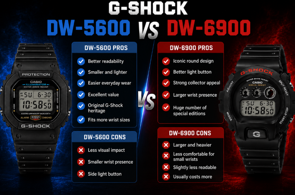 Pros and Cons G-shock DW-5600 DW-6900