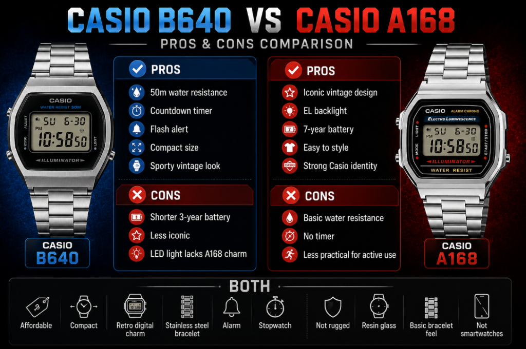 Casio a168 vs Casio B640