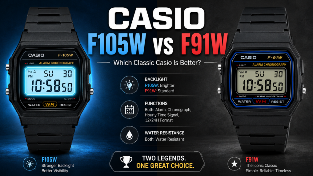 Casio F105W vs F91W casio illuminator vs f91w Which Cheap Casio Digital Watch Is Better?