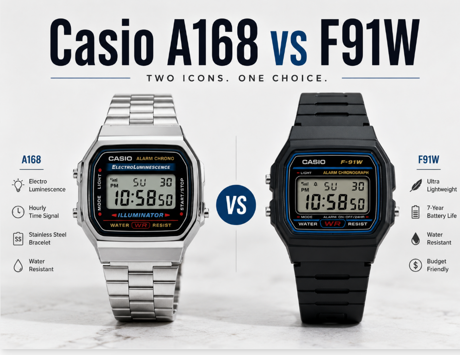 Vintage Casio F91W vs A168