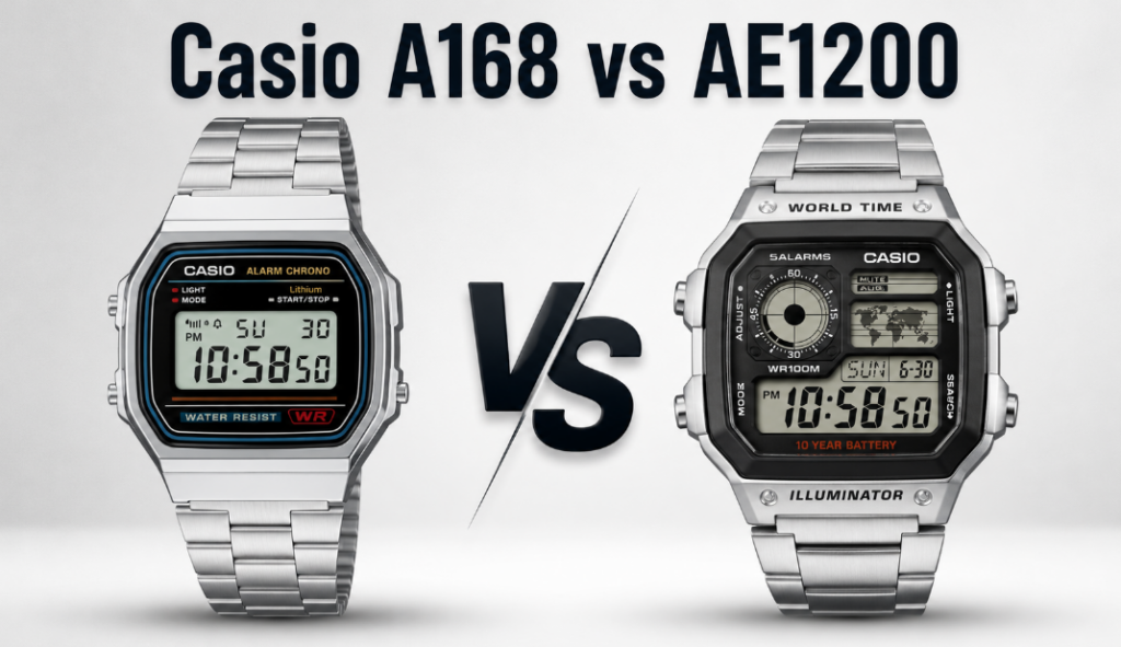 Casio AE1200 vs a168: Classic digital Vintage watches