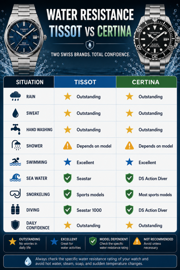 Tissot vs Certina - Water Resistance