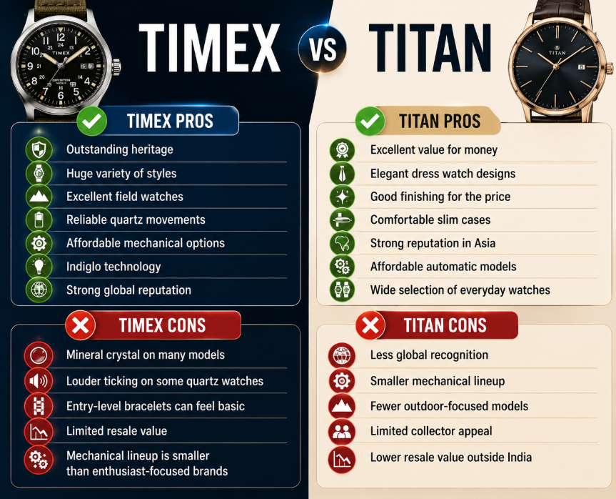 Pros and Cons Titan vs Timex