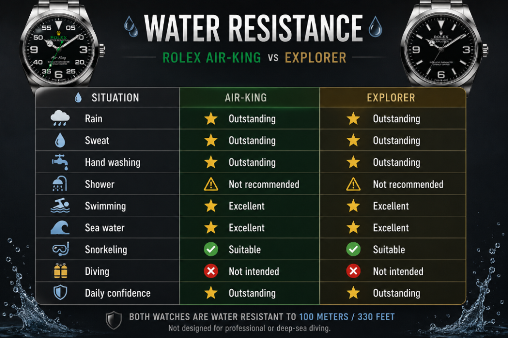 Water Resistance Rolex Explorer vs Air-King