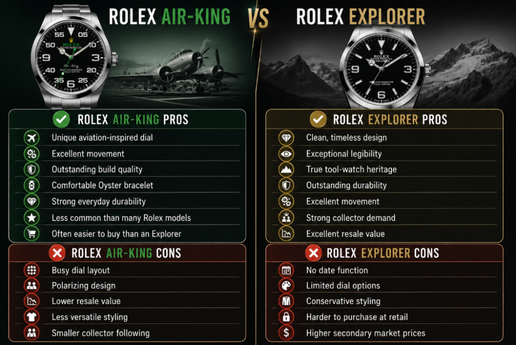 Rolex Explorer vs Air-King Pros and Cons