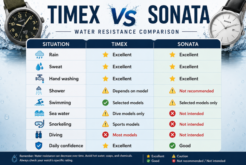 Timex vs Sonata - Water Resistance