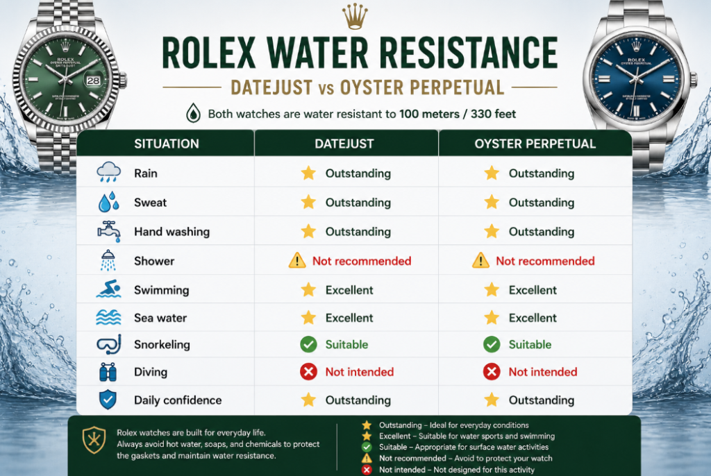 Water Resistance Oyster Perpetual vs Rolex Datejust