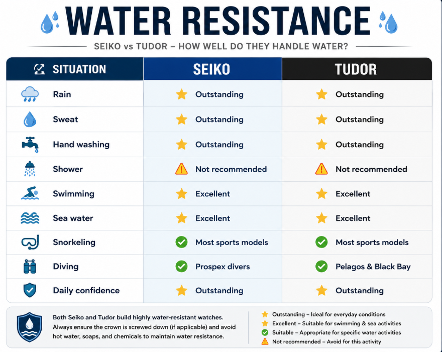 Water Resistance Tudor vs Seiko 