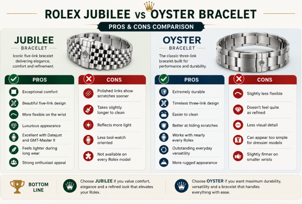 Rolex Jubilee vs Oyster Bracelet Pros and Cons